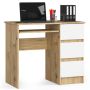 Kirjutuslaud A-6 CLP, parempoolne, 3 sahtliga, tamme/valge, 90 × 77 × 50 cm