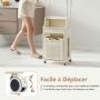 Wheel laundry box with hanger, 30 l, Sand, 40 × 136 × 29.5 cm