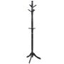 Adjustable wooden coat rack, 9 hooks, black