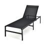 Adjustable outdoor chaise longue with 6-position backrest, black