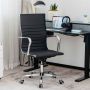 Adjustable height office chair with high backrest and armrests, black