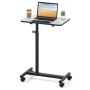 Adjustable height side table with swivel table top, C-shaped, gray