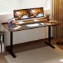 Height-adjustable desk, electric, Brown, 140 × 72–116 × 70 cm