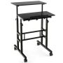 Adjustable height table, Mobile, 2-tier, Brown, 24 × 12 × 28.5–49 inches
