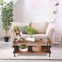 Retro coffee table with two-layer tabletop, brown/black, 100.5x60.5 cm