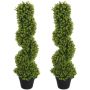 Set of 2 artificial plants Homcom 17.5x17.5x90cm., green/black