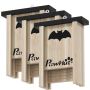 Set of 3 bat houses PawHut 18x6x22.5cm., light brown/black