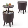 Cooler box with lift-up table top and drain hole, 38 l, brown
