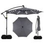 Solar-powered LED garden umbrella, 300 x 240 cm, gray