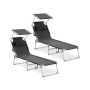 SONGMICS sun loungers, 2 pcs, Black, 189 × 53 × 28.5 cm
