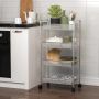 Serving trolley, 4-tier, Gray/black, 44 × 83.5 × 26.5 cm