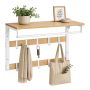 Seinale kinnitatav riidenagi Relaxdays, 10 konksu, kolm-ühes, Tammepuiduvalge, 65 × 42 × 30 cm