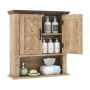 Wall-mounted bathroom cabinet, 2 doors, 3 shelf positions, Gray, 55 × 60 × 19 cm