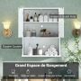Wall-mounted bathroom cabinet, 2 doors, White, 60 × 75 × 21 cm