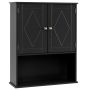 Wall-mounted bathroom cabinet, 2 doors, Black, 60 × 75 × 21 cm