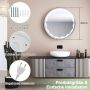 Wall-mounted LED mirror, round, silver, Ø 60 × 3 cm