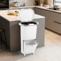 Waste bin for sorting, 2 containers and tilting compartment, White, 43 × 74.5 × 29 cm