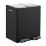 Jäätmete sorteerimiskast Relaxdays, 2 sektsiooni, 30 l, Must, 42 × 47,5 × 37 cm