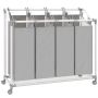 Pesukast, 4 kotti, 160 l, Hall/valge, 97 × 38 × 81 cm