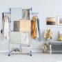 Laundry dryer, 6 shelves, White/blue, 72 × 153 × 55 cm