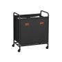 Pesukorv SONGMICS RLS210B01, 2 sektsiooni, 140 l, Must, 59 × 40 × 91 cm