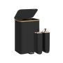 SONGMICS Laundry Basket, 100 l, with lid and removable bag, Black, 52 × 38.5 × 75 cm