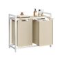 VASAGLE laundry basket, 2 bags, 2 × 46 l, 73 × 72 × 33 cm
