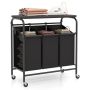 Laundry sorting trolley, 3 bags, 99 l, 80.5 × 87.5 × 41.5 cm