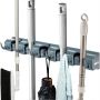 Broom organizer, 5 positions, 6 hooks, 39.4 × 6.4 × 11.4 cm