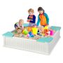 Sand play table, 4 seats, Brown/white, 123.19 × 123.19 × 31.75 cm