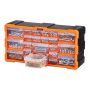 Väikeste detailide organiseerija VEVOR MJ1522A, 22 sahtlit, Must/oranž, 50,5 × 28 × 18 cm