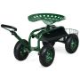Garden cart, Height-adjustable seat, Green, 96.52 × 43.18 × 48.26–53.34 cm