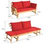 Sofa bed, Adjustable armrests, Red, 198 × 75 × 75 cm