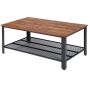 Side coffee table, 2 tiers, Black/brown, 106.68 × 45.72 × 59.69 cm
