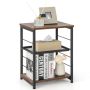 Side table, 3-tier, Brown, 38.1 × 50.8 × 30.48 cm