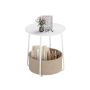 Side table, with removable basket, White/Sand, Ø 45 × 50.5 cm