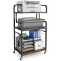 Printer stand, 3 shelves, 10 hooks, 60.5 × 110 × 40 cm
