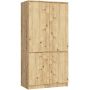 Riidekapp AKORD Furniture Factory S90, 4 ust ja 4 riiulit, pruun, 90 × 180 × 51 cm