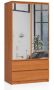 Riidekapp AKORD S90, 2 ust ja 2 sahtlit, pruun, 90 × 180 × 51 cm