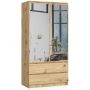 Riidekapp AKORD S90, 2 ust, 2 sahtlit, 2 peeglit, tamme, 90 × 180 × 51 cm