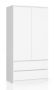 Riidekapp AKORD S90, 2 ust, 2 sahtlit, valge, 90 × 180 × 51 cm