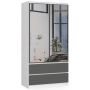 Riidekapp AKORD S90, 2 ust ja 2 sahtlit, valge/hall, 90 × 180 × 51 cm