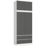Riidekapp AKORD S90, 2 ust ja 2 sahtlit, valge/hall, 90 × 234 × 51 cm