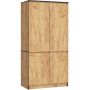 Riidekapp AKORD S90, 4 ukse ja 4 riiuliga, Tamm, 90 × 180 × 51 cm