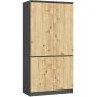 Riidekapp AKORD S90, 4 uksega, hall/pruun, 90 × 180 × 51 cm