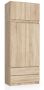 Riidekapp AKORD S90, pealisehitisega 2 ust ja 2 sahtlit, pruun, 90 × 234 × 51 cm