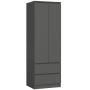 Riidekapp AKORD STAR S60, 2 ust ja 2 sahtlit, hall, 60 × 180 × 51 cm