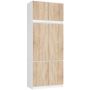 Riidekapp AkordV2 S90, 6 ust, valge/pruuni, 90 × 235 × 51 cm