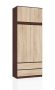 Riidekapp, antresool ja 2 sahtlit, pruun/tamm, 90 × 234 × 51 cm