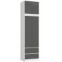 Riidekapp S60, 2 hinged ust ja 2 sahtlit, valge/hall, 60 × 234 × 51 cm